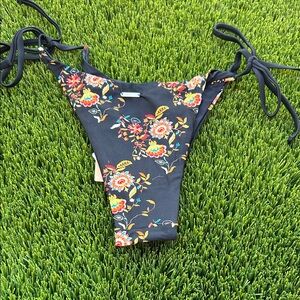 Floral Tie-Side One-Piece Swimsuit - Black Floral
